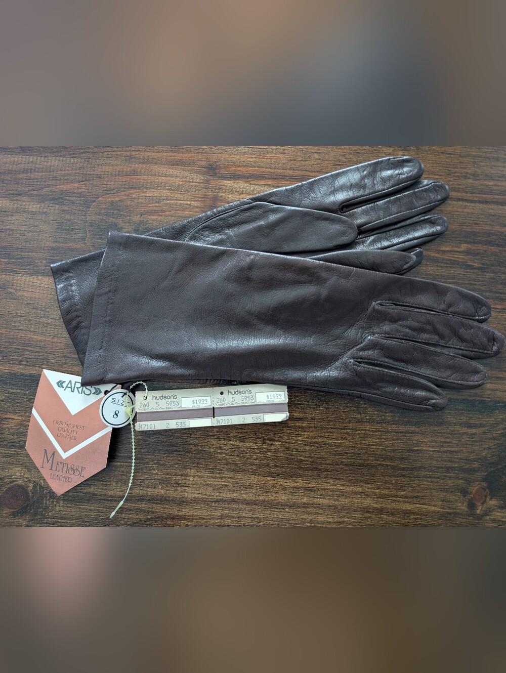 Vintage Women's Brown Leather Gloves Aris Metisse